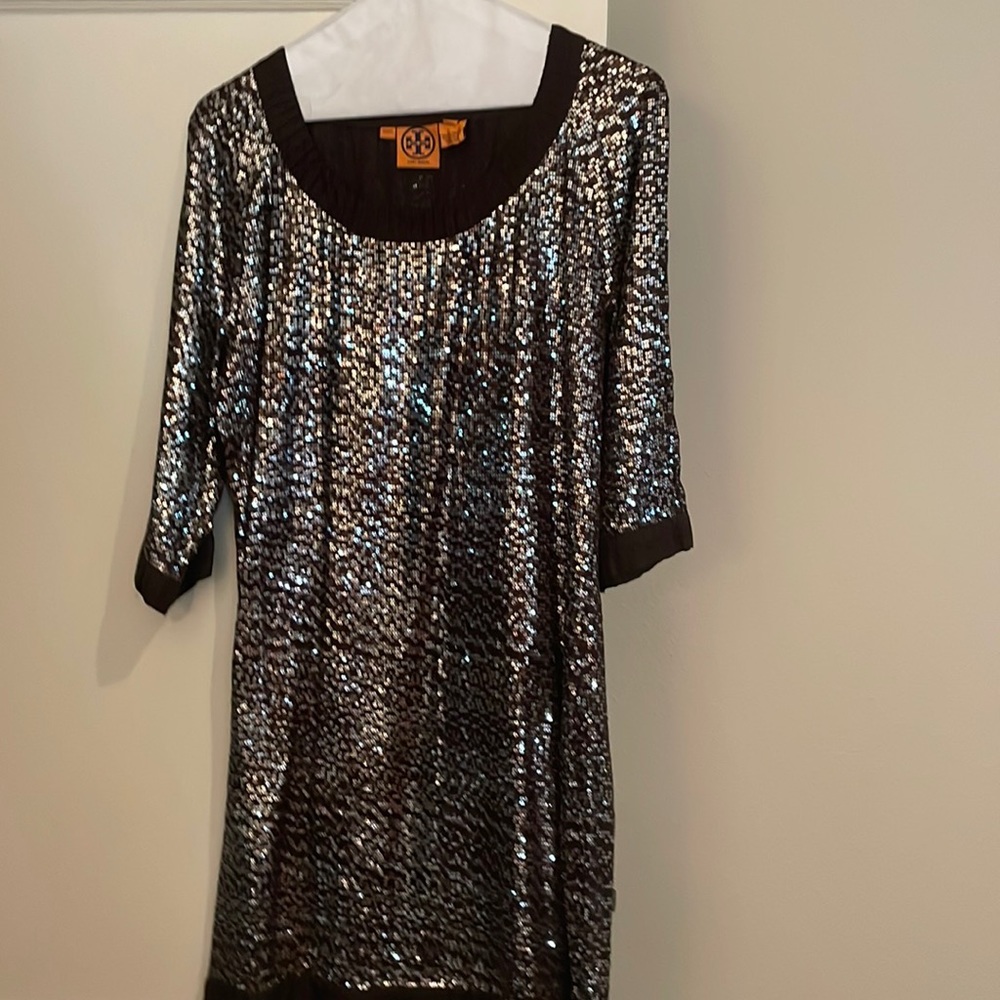 Tory Burch Sequin Dress brown mini size 10 (altered closer to size 8)